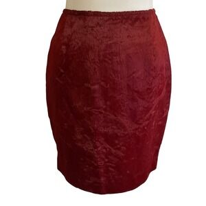 Cache Mini Skirt Womens Size 6 Red Velvet Textured Made in USA Vintage